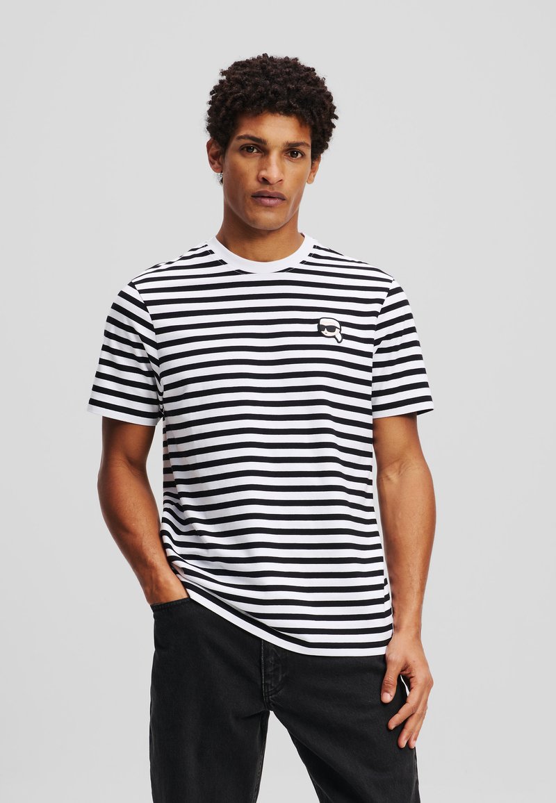 KARL LAGERFELD - IKON STRIPED - T-shirt imprimé - black white, Agrandir