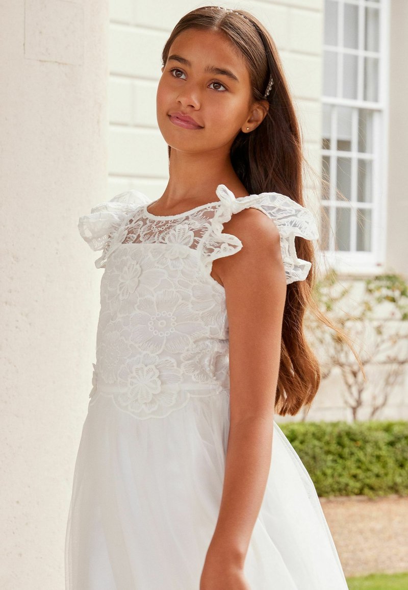 lipsy london white lace dress Buy Lipsy White Lace Short Sleeve Lantern Mini Dress from the Next UK online shop