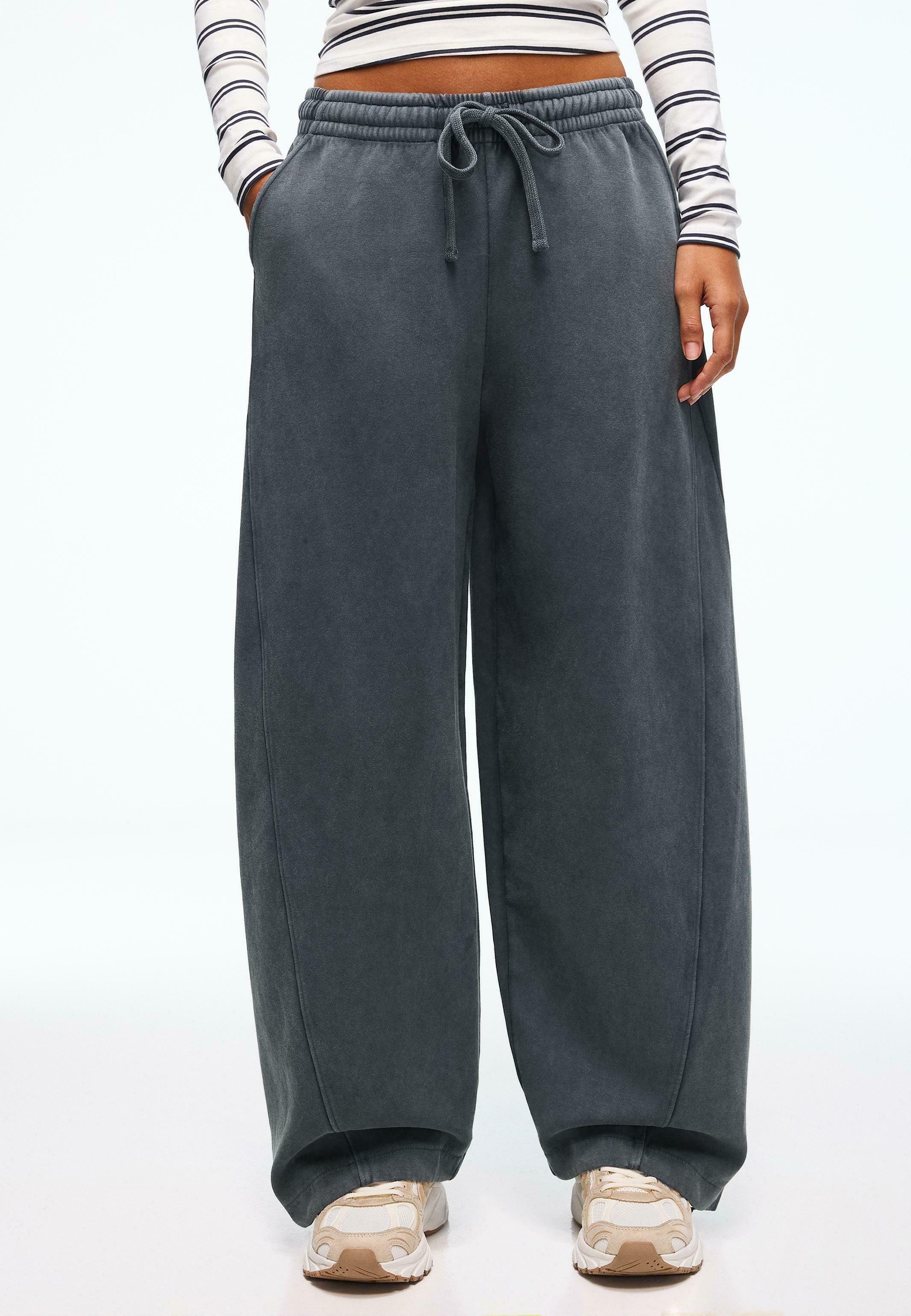 Next WASHED WIDE LEG - Tracksuit bottoms - charcoal grey/grey