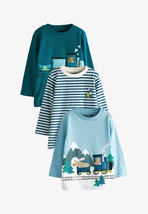 3 PACK APPLIQUÉ TRANSPORT - Bluzka z długim rękawem - blue moose train