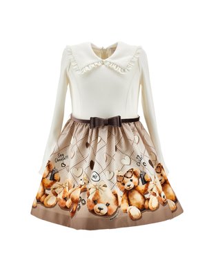 ABITO CON COLLETTO - Robe de jour - panna/marrone