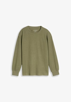 TOM TAILOR, TOM TAILOR T-SHIRT OVERSIZE LANGARMSHIRT IN STRICK-OPTIK - Langarmshirt - tree moss green