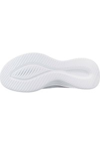 Suela de zapato atlético blanca con un patrón texturizado y surcos flexibles. Superficie suave con ligera curvatura en el arco para estabilidad.