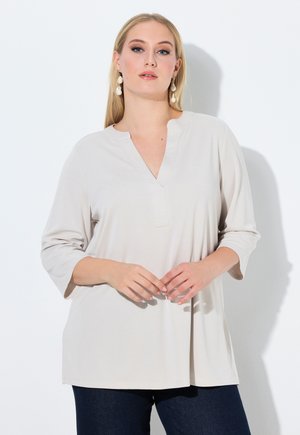 SPLIT NECK 3/4 SLEEVE TEE - Langærmet T-shirt - grey beige