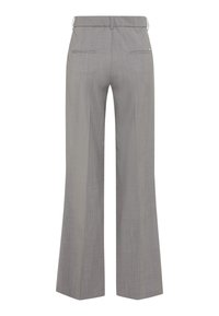 Grijze wijde broek van lichtgewicht stof, met twee achterzakken en een strakke taillebandontwerp.