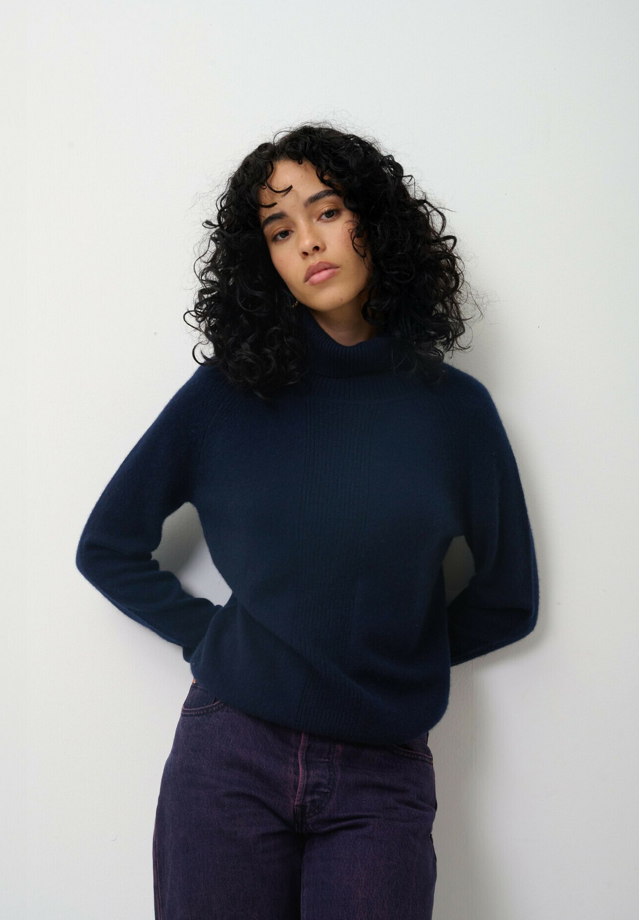 Turtleneck Trui Dames Donkerblauw Damestrui Marineblauwe Trui