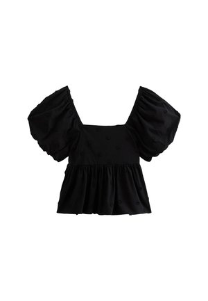 New Look DAISY EMBROIDERY PUFF SLEEVE MILKMAID - Blusa - black