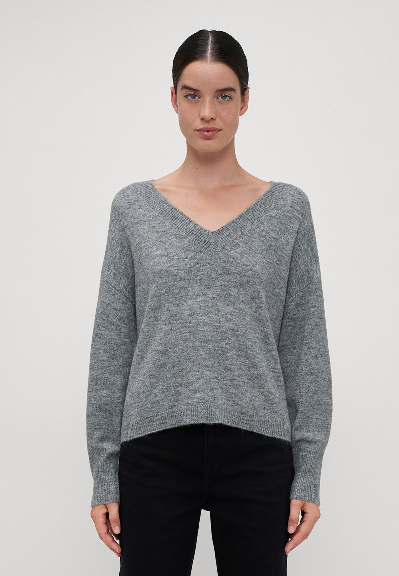 Vero Moda Tall VMJUPITER V NECK PULLOVER  - Pulover - medium grey melange