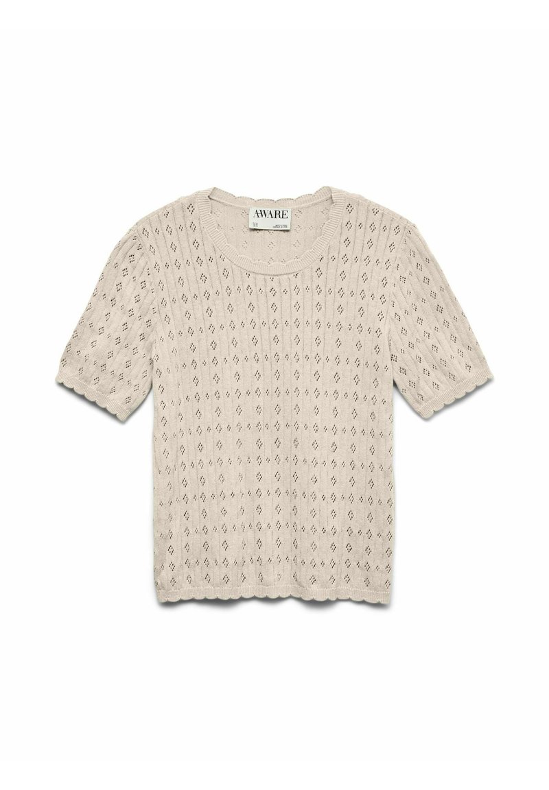 Vero Moda Knitted AWVIOLA Knit - T-Shirt basic - birch/hellbraun - Zalando