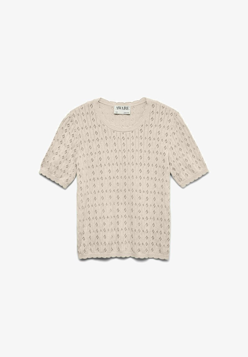Vero Moda Knitted AWVIOLA Knit - T-Shirt basic - birch/hellbraun - Zalando