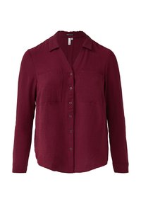 Bordeaux lange mouwen button-up shirt, met een gestructureerde stof, twee borstzakken en een kraag. Relaxed fit met een rechte zoom.