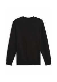 Sweatshirt nero con design classico a girocollo, maniche lunghe, polsini e orlo a costine, realizzato in un tessuto liscio e morbido.