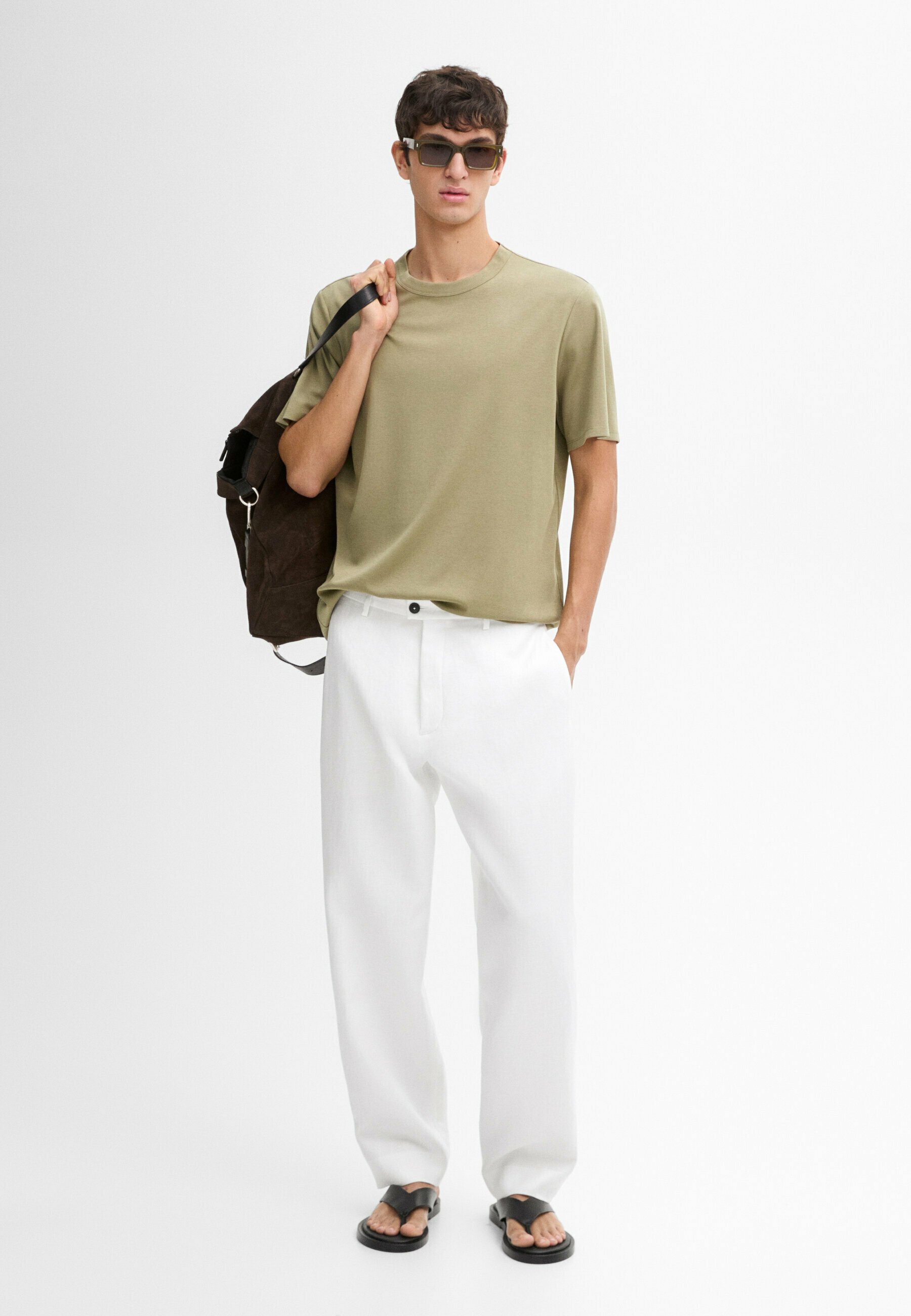 ★Massimo Dutti★ Short sleeve cotton blend t-shirt Massimo Dutti SHORT SLEEVE BLEND - T-shirt basique - light
