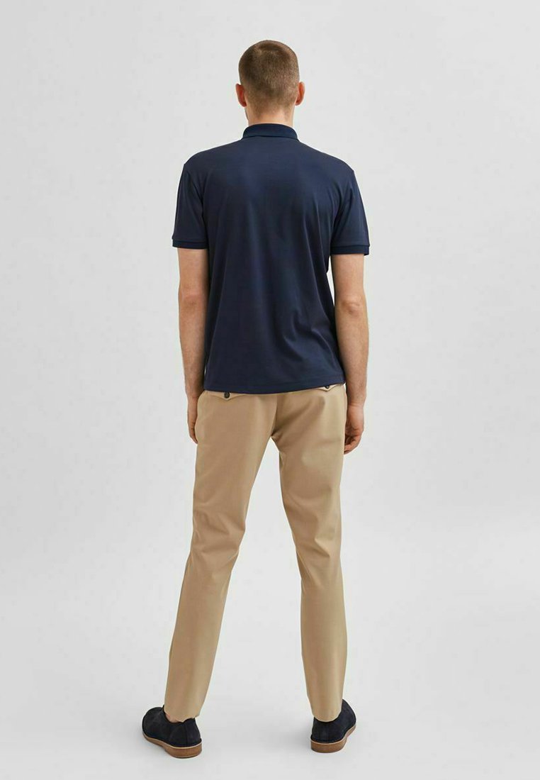 Selected SLHFAVE ZIP - Polo shirt - sky captain/dark blue