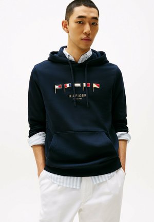 MULTI-FLAG EMBROIDERY - Hoodie - dark blue