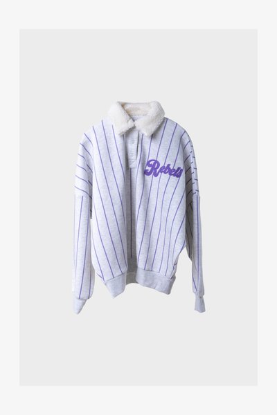 BASEBALL CONTRAST COLLAR - Sweatshirt - light grey melange/lilac