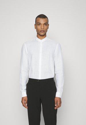 LINEN STANDUP COLLAR SLIM SHIRT - Camicia - white