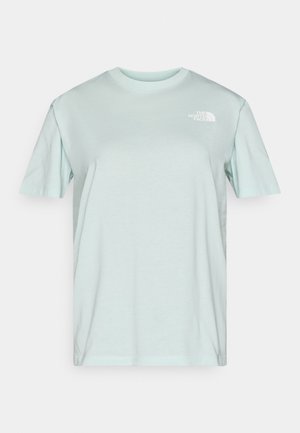 T-shirt en coton vert menthe clair avec manches courtes et col rond. Présente un petit logo blanc sur la poitrine. Texture lisse.