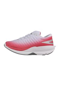 Sportliche Schuhe mit einem Farbverlauf, der von Weiß zu Pink übergeht, ausgestattet mit einem atmungsaktiven Mesh-Obermaterial und einer strukturierten Zehenkappe.