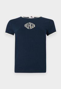 VARSITY SLIM RINGER TEE - Nyomott mintás póló - dark night navy