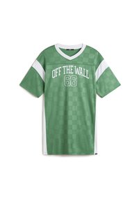 Vihreä ruudullinen paita, jossa on valkoisia yksityiskohtia. V-kaula-aukko ja "OFF THE WALL 66" -painatus edessä. Valmistettu kevyestä kankaasta.