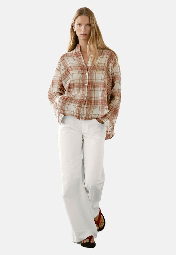 Button-down blouse - mottled orange3