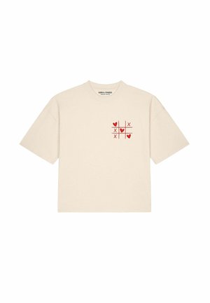 Mira Paris, LOVE WINS EMBROIDERY OVERSIZED BOXY TEE 26 UNISEX - T-shirt print - natural raw