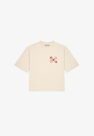 Mira Paris, LOVE WINS EMBROIDERY OVERSIZED BOXY TEE 26 UNISEX - T-shirt print - natural raw
