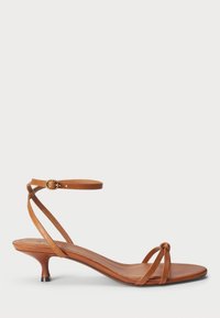 LEATHER KITTEN-HEEL SANDAL - Sandaler - cuoio