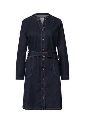 Street One Studio, KNIEFREIES DENIM KLEID MIT SPLIT NECK - Robe en jean - rinsed soft washed