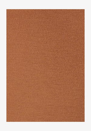 Brown ribbed fabric with a smooth texture, featuring vertical lines and a warm undertone, suitable for clothing or upholstery.