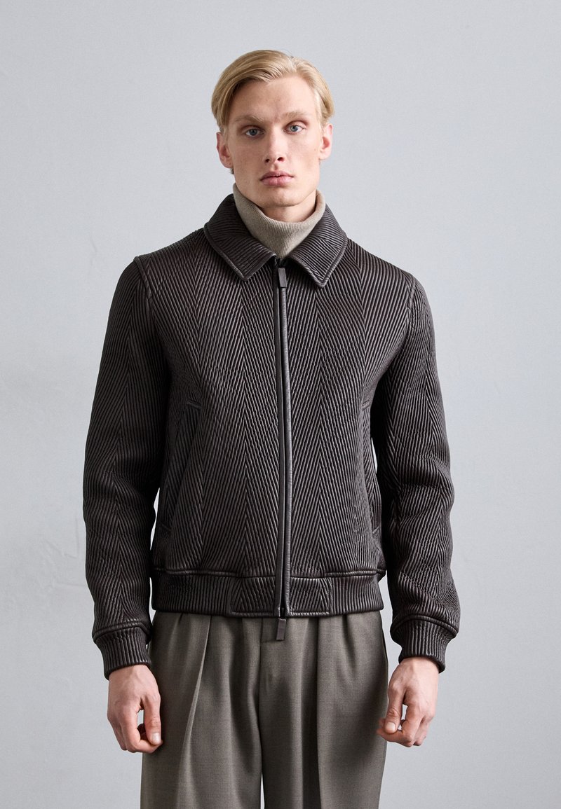 Emporio Armani BLOUSON JACKET - Giacca di pelle - after dark