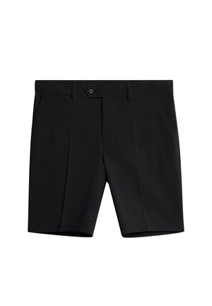 Zwarte shorts van lichtgewicht materiaal, met een vlakke voorkant, twee zijzakken, een knoopsluiting en een zachte textuur.