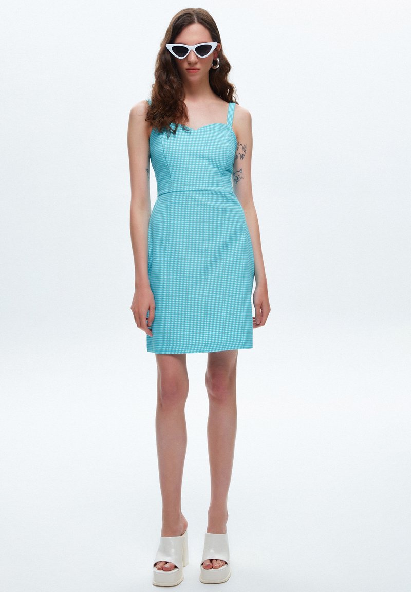 adL Shift dress - plaid turquoise/light blue
