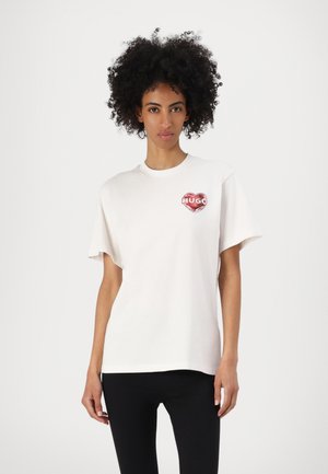 HUGO VINTAGE TEE - Majica kratkih rukava s printom - natural