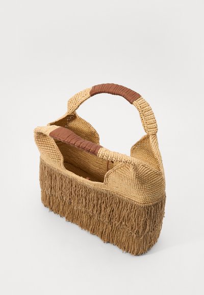 Sensi Studio FRINGED BEACH BASKET - Handtas - beige/camel