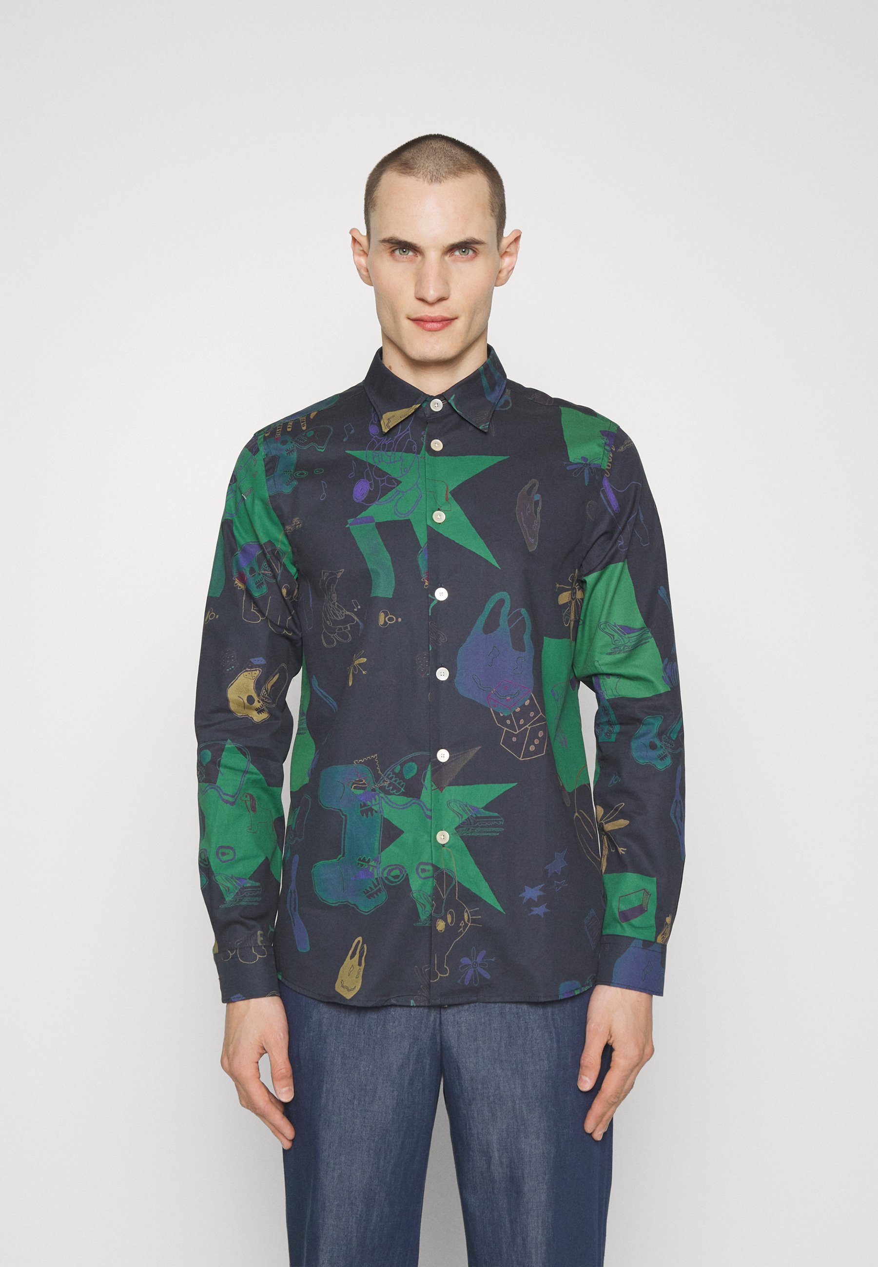 Paul Smith PS Camicia Uomo Maniche Corte | Modello Astratto Leggero | Collo Campeggio