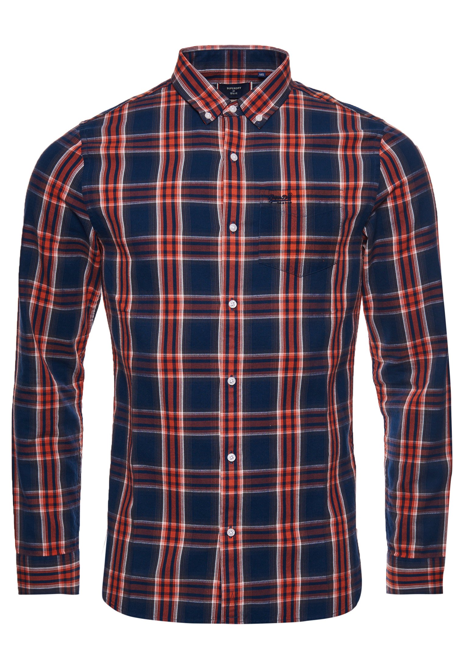 Superdry Organic Cotton Classic London Button Down Shirt, Navy, Orange