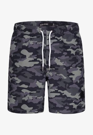 Kampshorts i grå og svarte nyanser, med snøring i livet og forsterkede sømmer. Laget av lett, hurtig tørkende stoff.