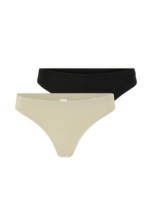 Dos pares de tangas para mujer en negro y verde claro. Tejido suave, diseño sin costuras y cinturilla minimalista.