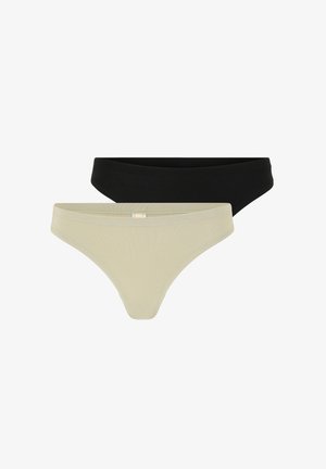 Dos pares de tangas para mujer en negro y verde claro. Tejido suave, diseño sin costuras y cinturilla minimalista.