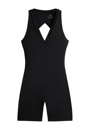 OYSHO, OPEN-BACK COMFORTLUX SHORT JUMPSUIT - Combinaison d'échauffement - black