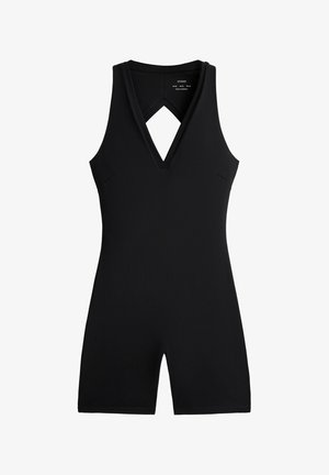 OYSHO, OPEN-BACK COMFORTLUX SHORT JUMPSUIT - Tuta sportiva - black