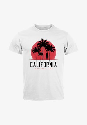 Neverless, CALIFORNIA PALMEN SANTA MONICA BEACH SOMMER SONNE - T-Shirt print - weiß