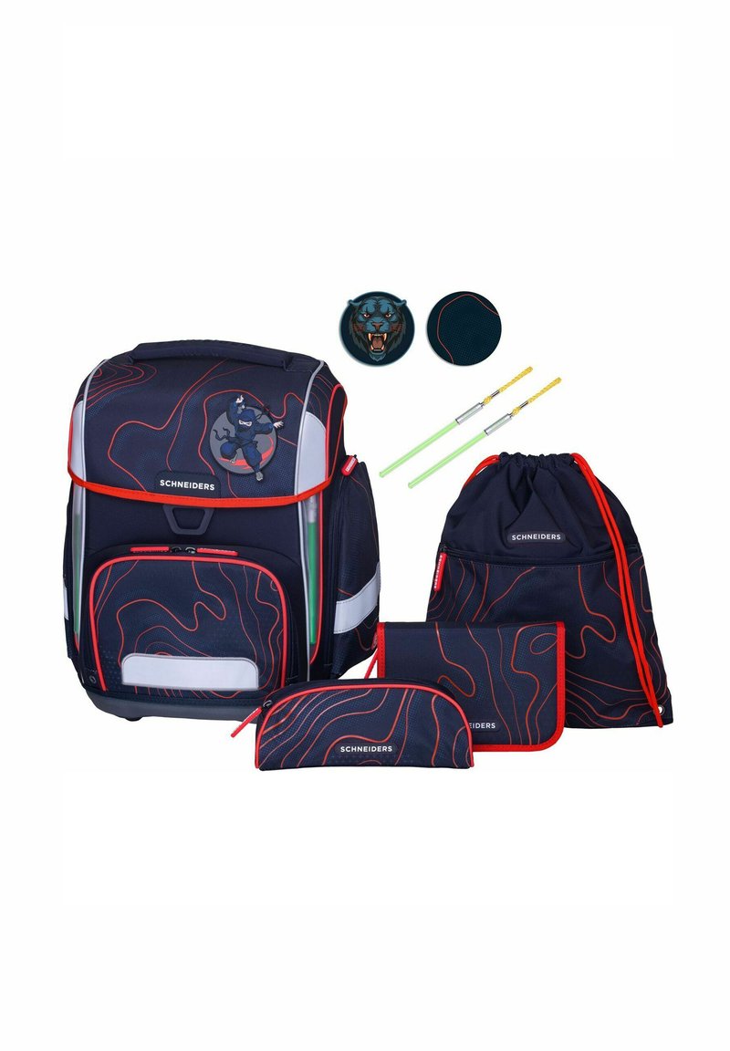 Schneiders ERGOLITE SET 8-TEILIG - Cartable d'école - black red