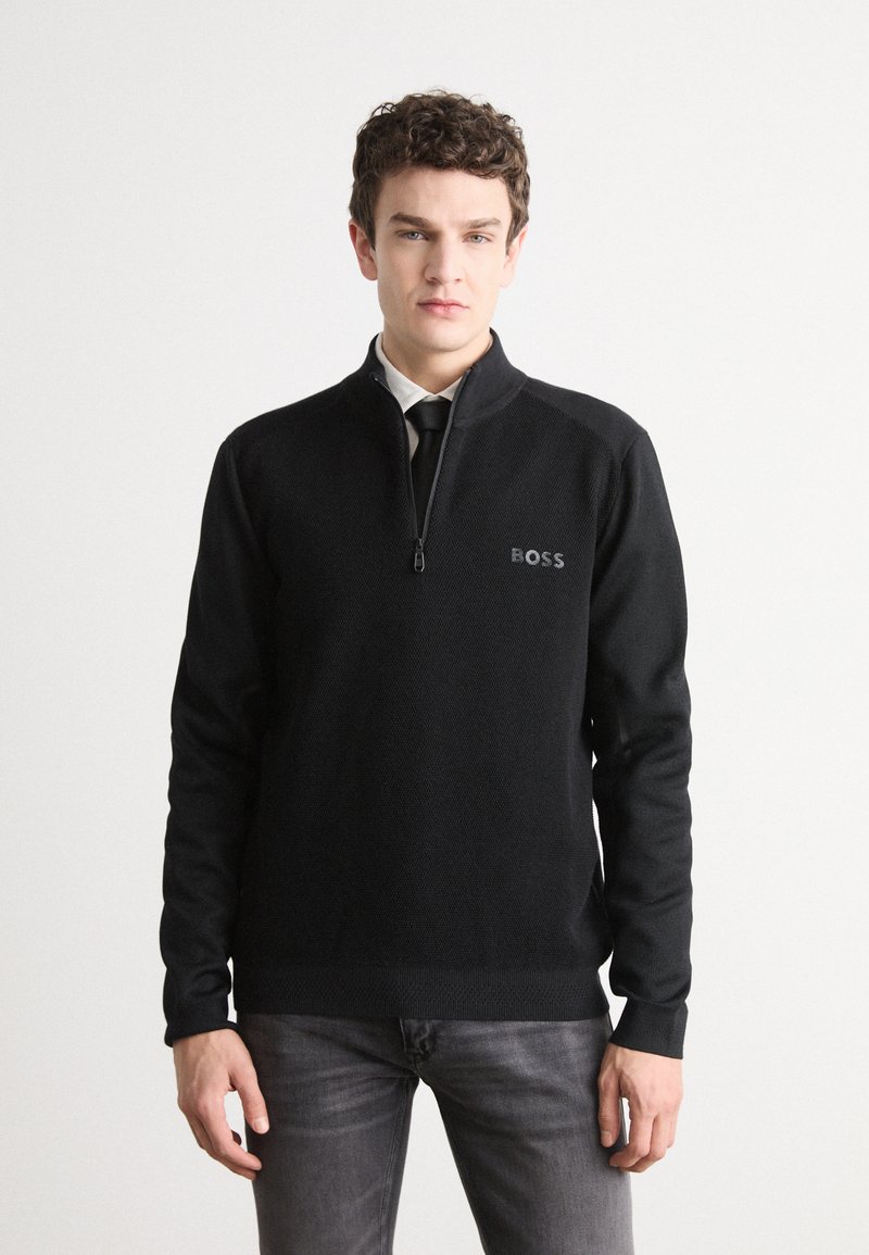 BOSS ZHINE - Stickad tröja - black