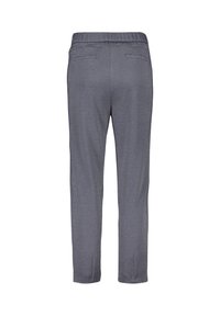 Grijze, gestreepte broek met een recht model, met een subtiele textuur, twee achterzakken en een tailleband voor een verstelbare pasvorm.