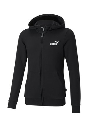 Puma UNISEX MIT KLEINEM ESSENTIALS LOG - Majica s kapuljačom i patentnim zatvaračem - black