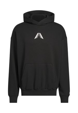 Musta huppari, jossa valkoinen logo rinnassa, kengurun tasku, pitkät hihat sekä resorit hihansuissa ja helmassa. Valmistettu pehmeästä kankaasta.