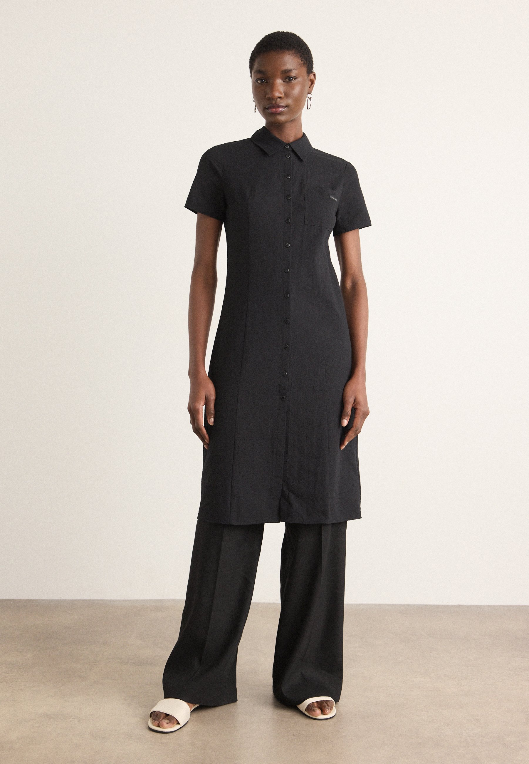 calvin klein black button down dress Billini Gilda Black Mesh Ballet Flats